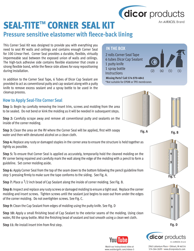 Seal-Tite Corner Seal Installation Instructions – The Airxcel Store ...